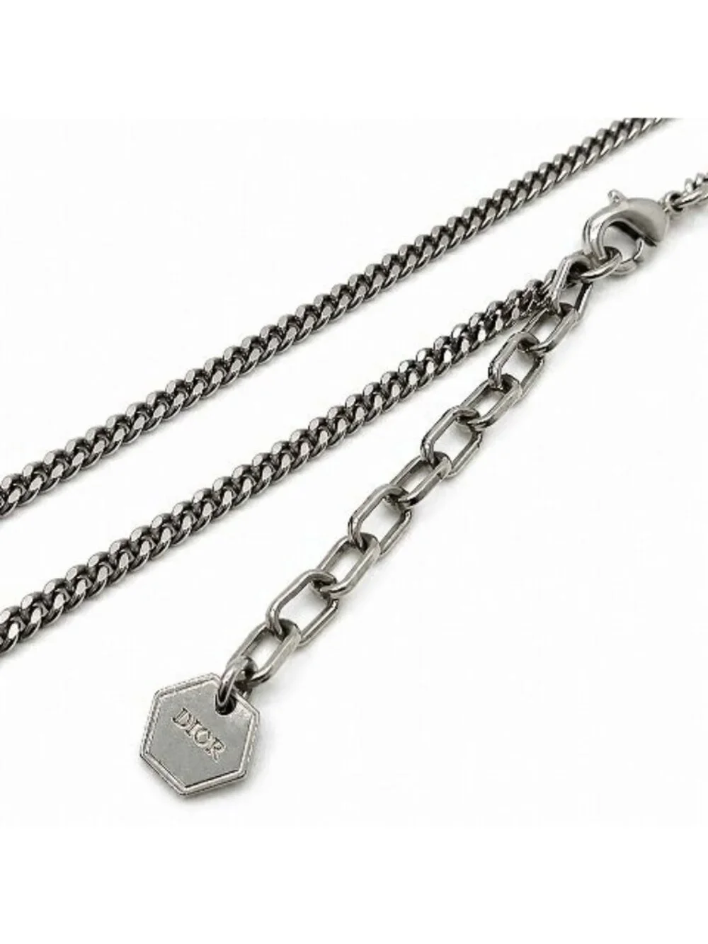 Dior Oblique Pendant Logo Brass & Crystal Silver
